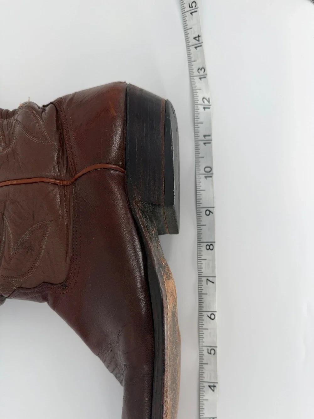 Vintage Nocona Brown Leather Western Cowboy Boots Size 9 D Made in USA Texas